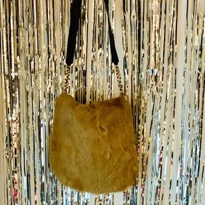 Juicy Couture Rabbit Fur Bag w/gold + leather